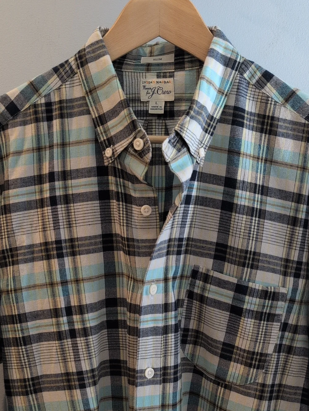 J. Crew Mens L Slim Indian Madras Long Sleeve Button Down Shirt Style #G0787